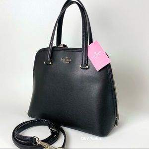 Kate Spade Handbag Patterson Drive Medium Dome Leather Satchel Bag in Black